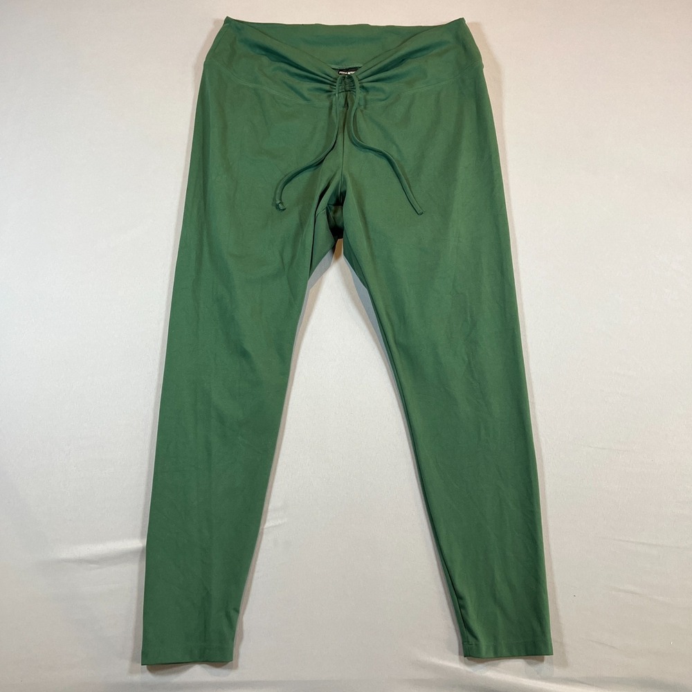 Pink Active Leggings Women 2XL Green Stretch Ruched Front Athleisure Gym Workout